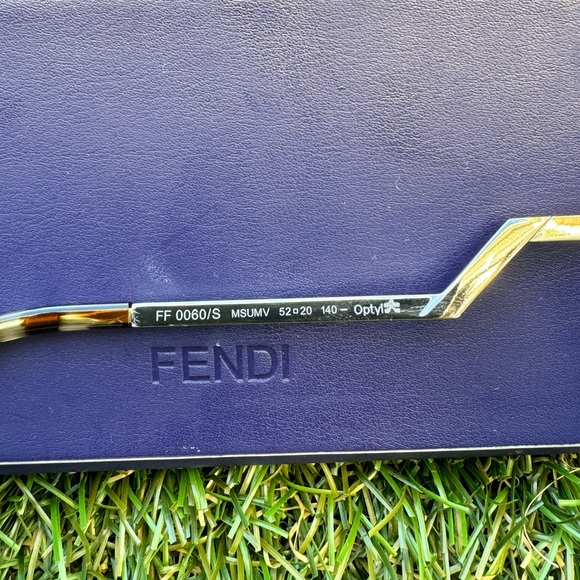 FENDI IRIDIA 52MM FF0060/S MIRRORED CAT EYE BLUE YELLOW METALLIC SUNGLASSES - Picture 9 of 13